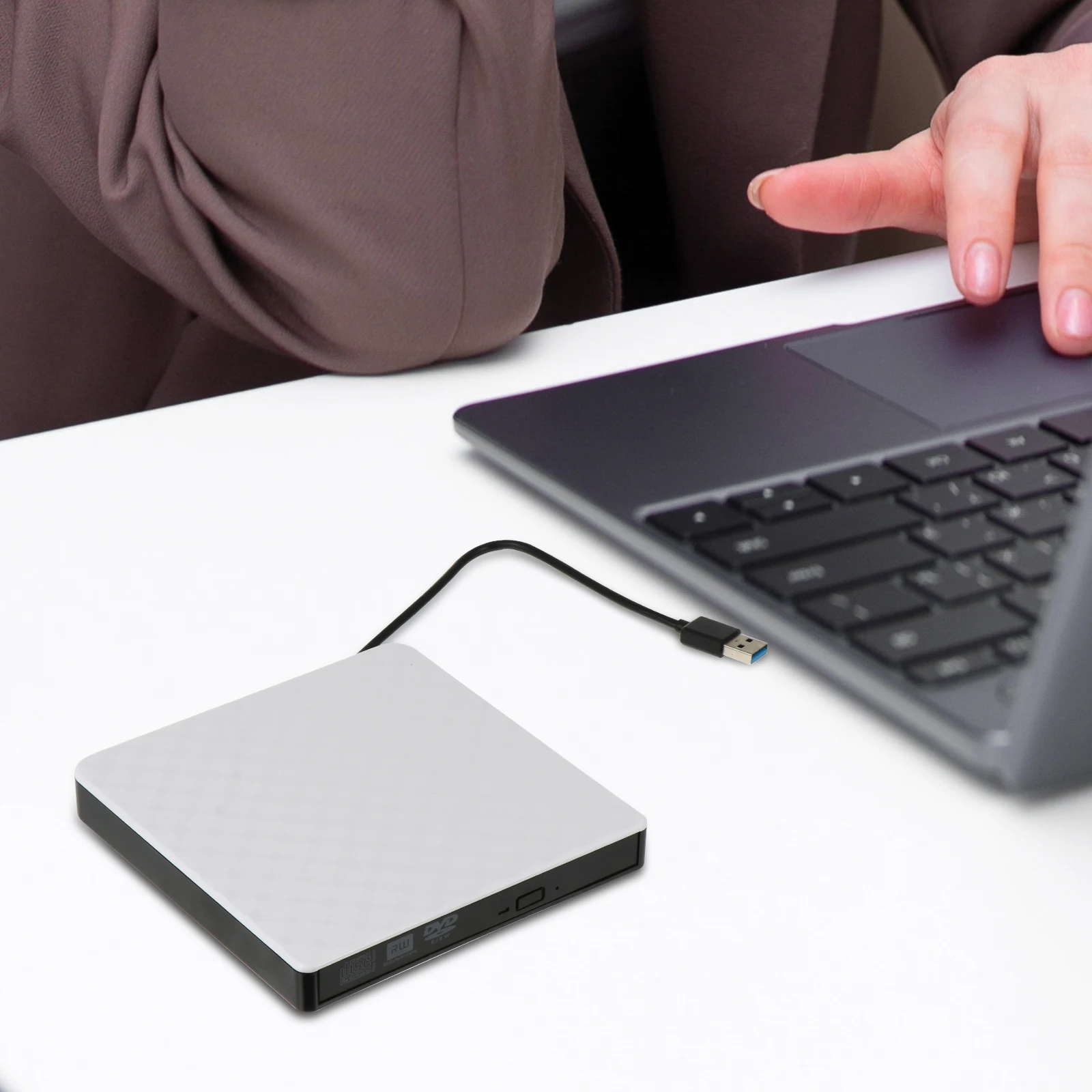 

Ultra Slim External Dvd Burner Usb 3.0 Portable Cd Drive For Laptop Desktop Plug Play Shockproof Low Noise Horizontal Self