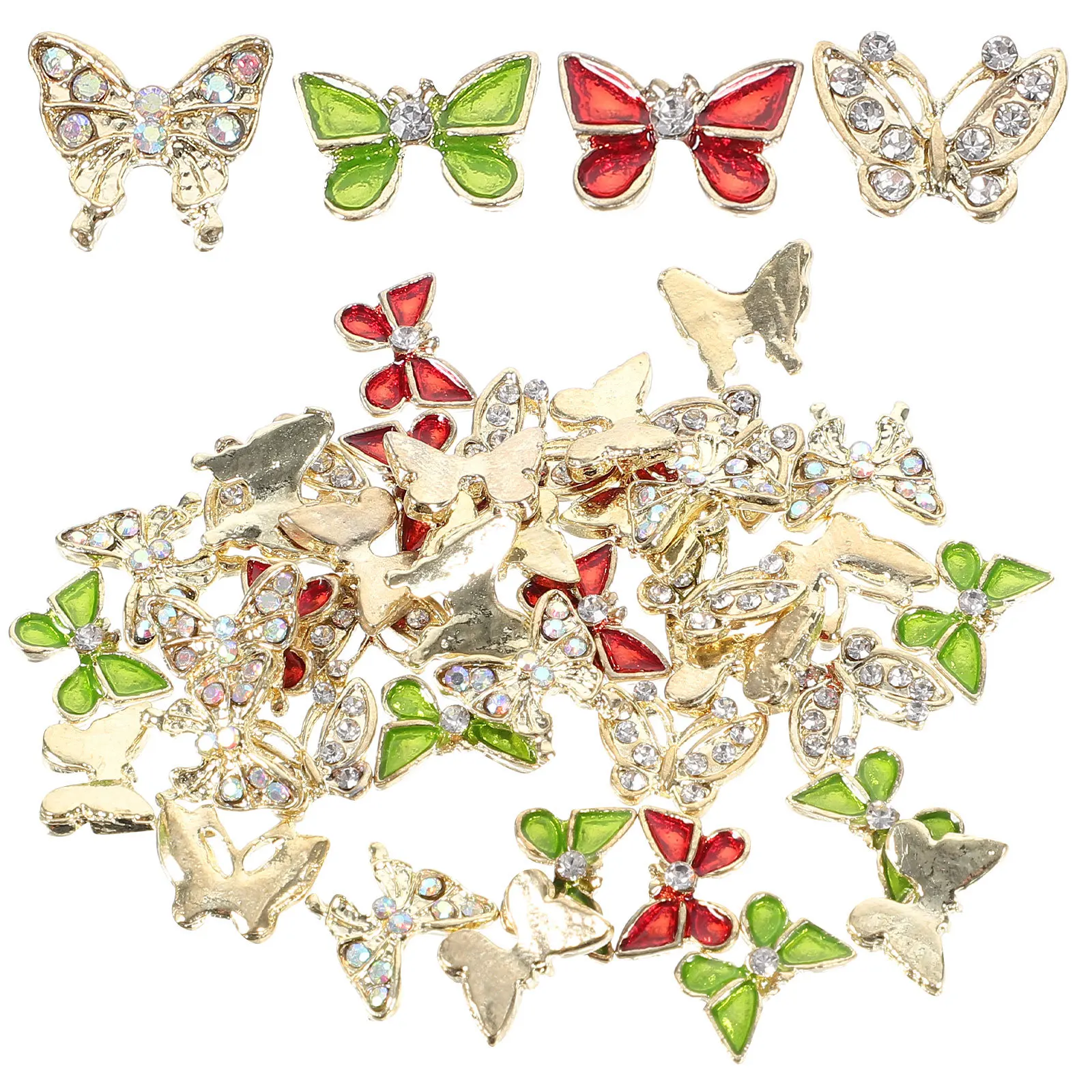40 ciondoli per nail art a forma di farfalla, disegni attraenti, dimensioni ridotte, facili da usare, decorazioni per feste di Natale, ciondoli per unghie