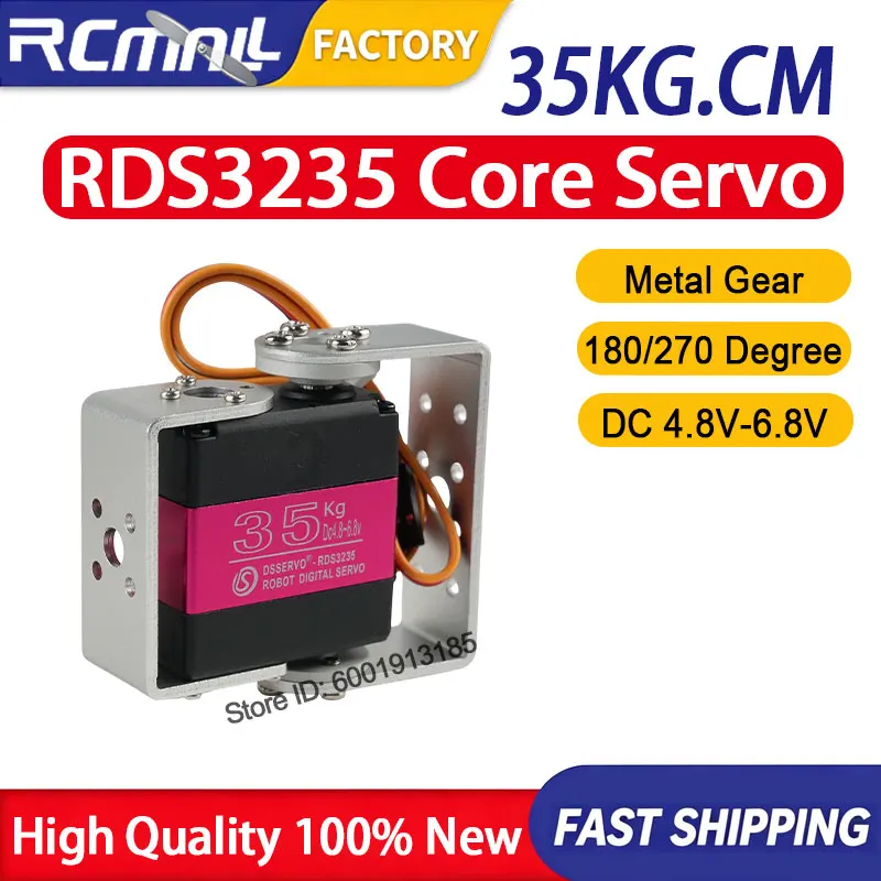 RDS3235 35KG High Torque Dual Axis Full Metal Gear Digital Servo Motor 4.8V-6.8V with U Bracket for RC Robot Arm DIY STEM Kit