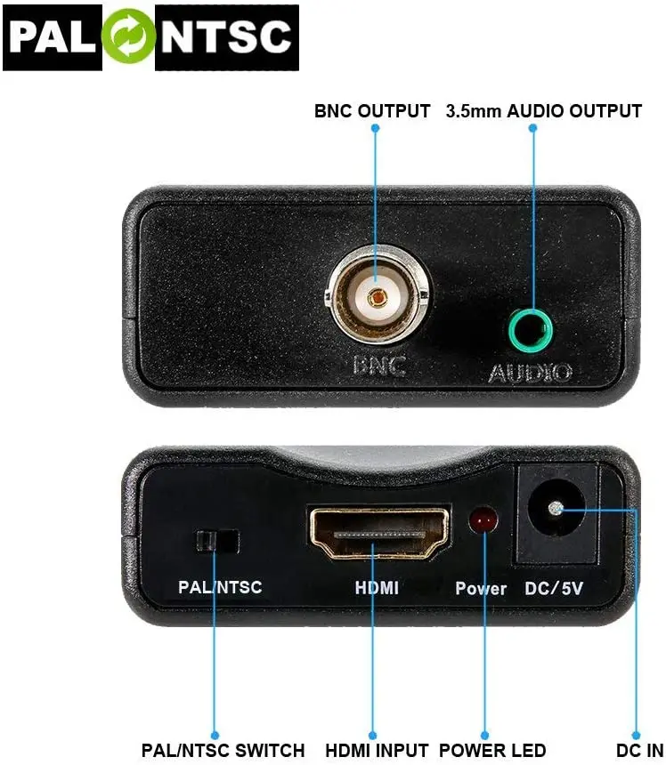 HDMI To BNC Converter Video Adapter - HDMI In Female BNC Coax Out Connector Composite Box dengan 3.5Mm Audio Output untuk Full HD DV