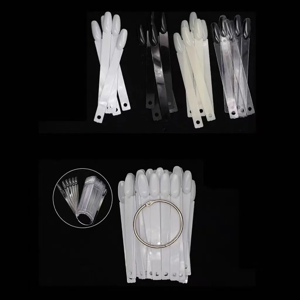 10 Sets 50 Sticks Fan Shaped Nail Display Tips, DIY Practice Salon Nail Board Set