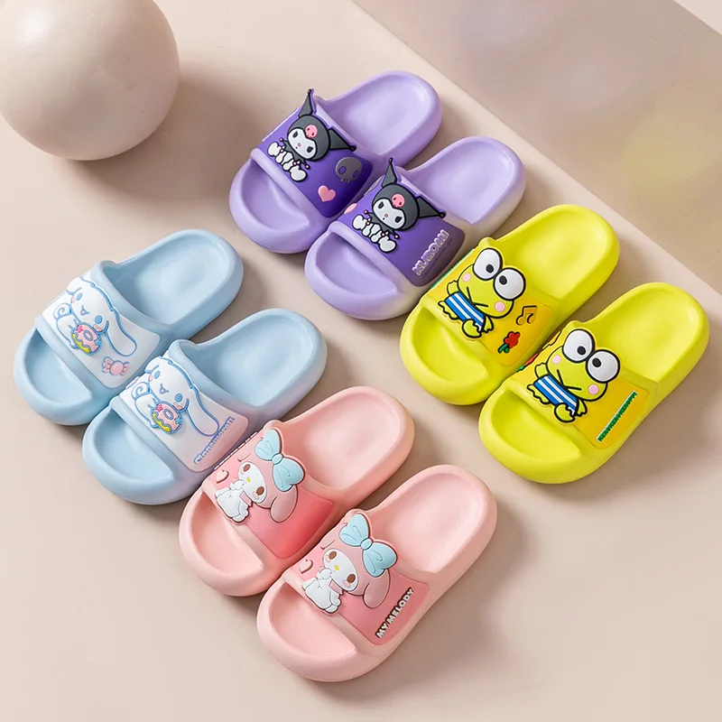 Cute Family Slippers Kawai Sanrio Slides Kuromi EVA Shoes Soft Antislip Sweet Cinamoroll