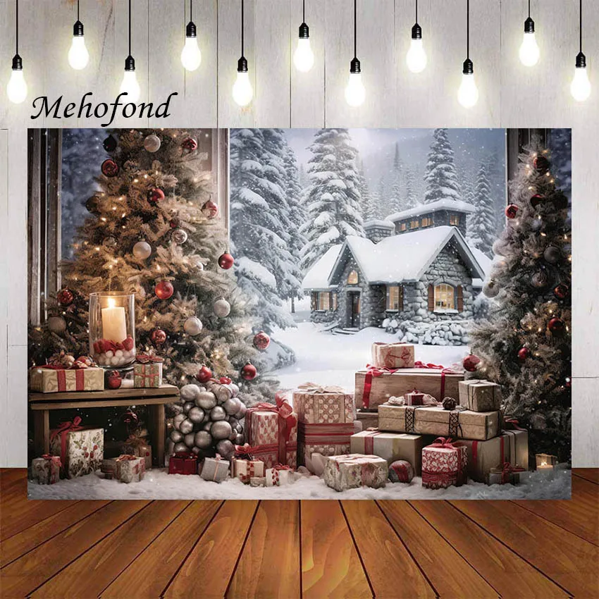 

Mehofond Photography Background Winter Christmas Forest Indoor Xmas Tree Gifts Kids Family Portrait Decor Photo Backdrop Studio