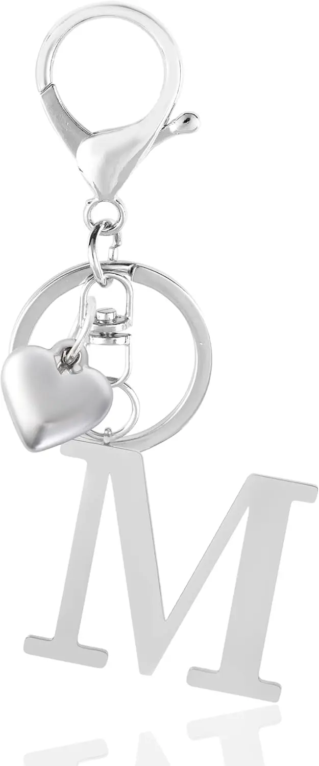 

Metal Heart Initial Keychain Cute Letter Charm for Purse Bag Backpack