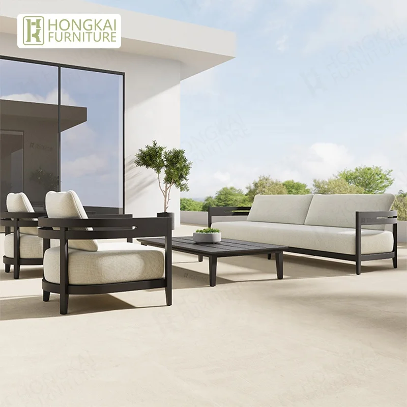 

Outdoor Furniture Aluminum Sofa Set Garden Metal Single Sofa And L-shaped Sofa Set Patio Furniture