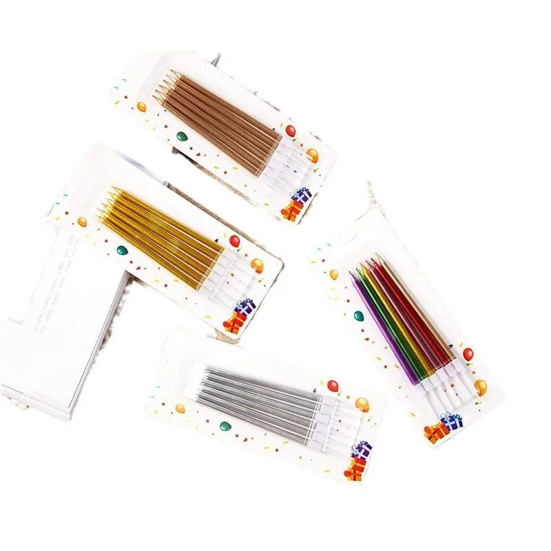 6pcs Metal Gold Silver Birthday Candles DIY Colorful Cake DecorasWedding Baby Shower Supplies Color Cake Topper