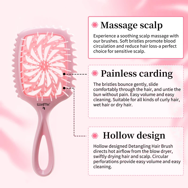 WANMEI Detangling Hair Brush- Effortless Tangle Free-Ideal for Natural Curly Straight Wet Dry，Salon Curl Defining Brush image 5