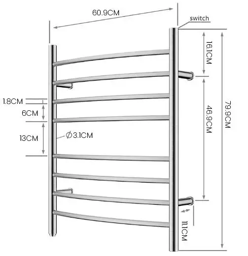 ZEPENG Aluminum Alloy Bathroom 5 Rod Spray Plastic Electric Heating Bath Towel Rack Electric Towel Rack Drying Rack Shelf