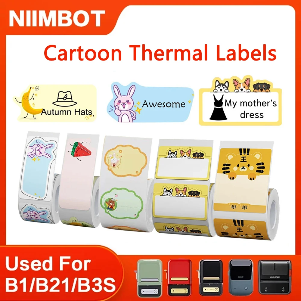 NiiMBOT B21 B1 Mini Portable Thermal Printer Round Sticker White Color Paper Labels Self-adhesive Waterproof Label Rolls For Tag