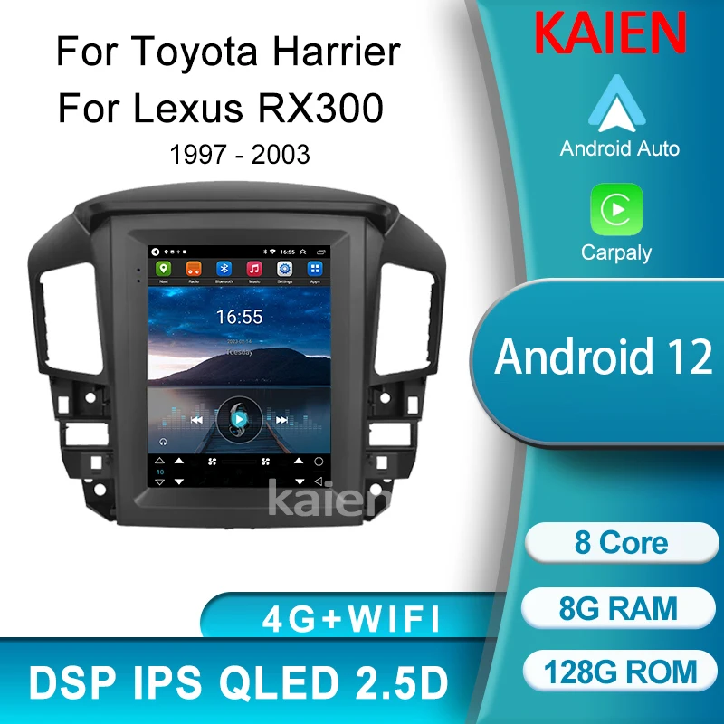 Автомагнитола KAIEN для Toyota Harrier, Lexus RX300 1997-2003, Android 12, GPS-навигация, автомобильный радиоприемник, мультимедийный плеер, стерео Carplay, 4G, Wi-Fi