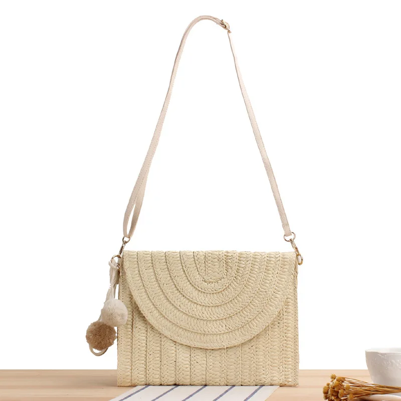 

New minimalist and fashionable handmade paper braided grass woven bag, multi-purpose woven bag, beach bag, casual women's bag