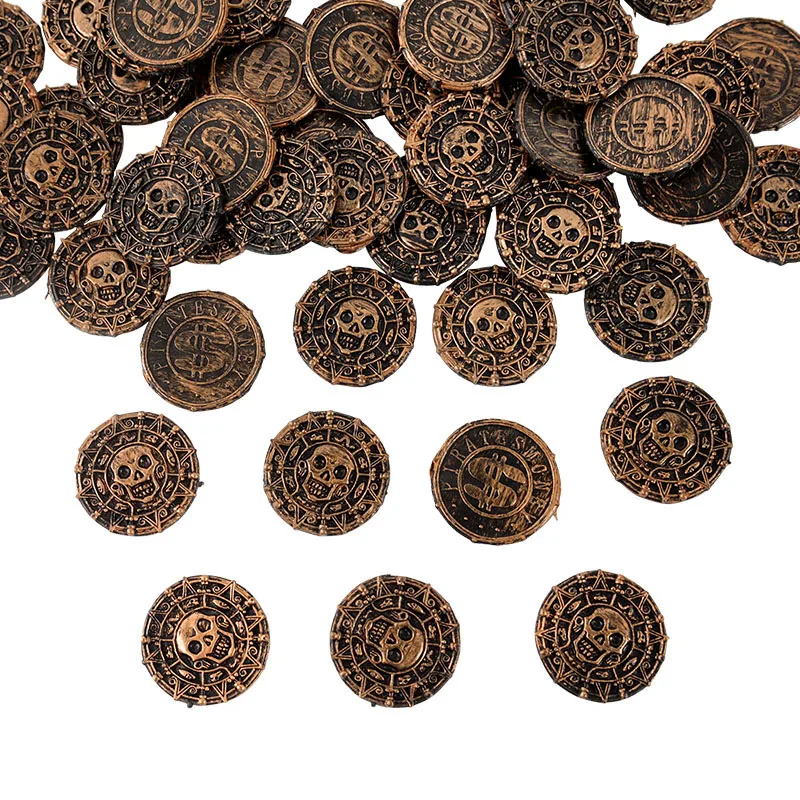 

10pcs 3.8cm Plastic Pirate Treasure Coins Kids Birthday Halloween Party Decoration Fake Coins Treasure Party Game Props Supplies