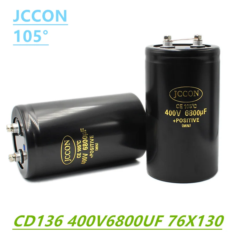 

JCCON 400V6800UF Aluminum Bolt screw Audio Filtering Electrolytic Capacitor 105 ℃ 76x130mm CD136 Inverter Elevator Capacitor