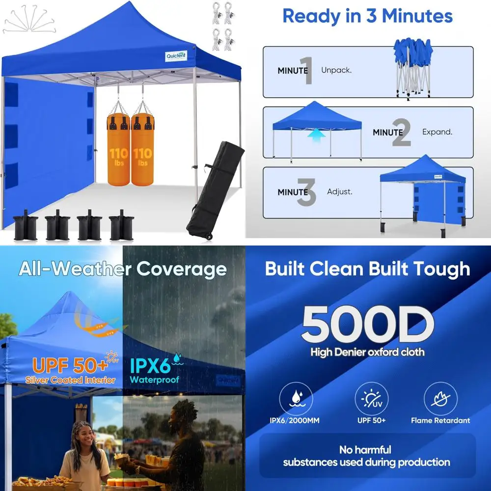 

Heavy Duty 10x10 Pop Up Canopy Tent - Waterproof, 11ft Interior Height, Easy Setup Outdoor Commercial Canopies, Ideal for Easy O