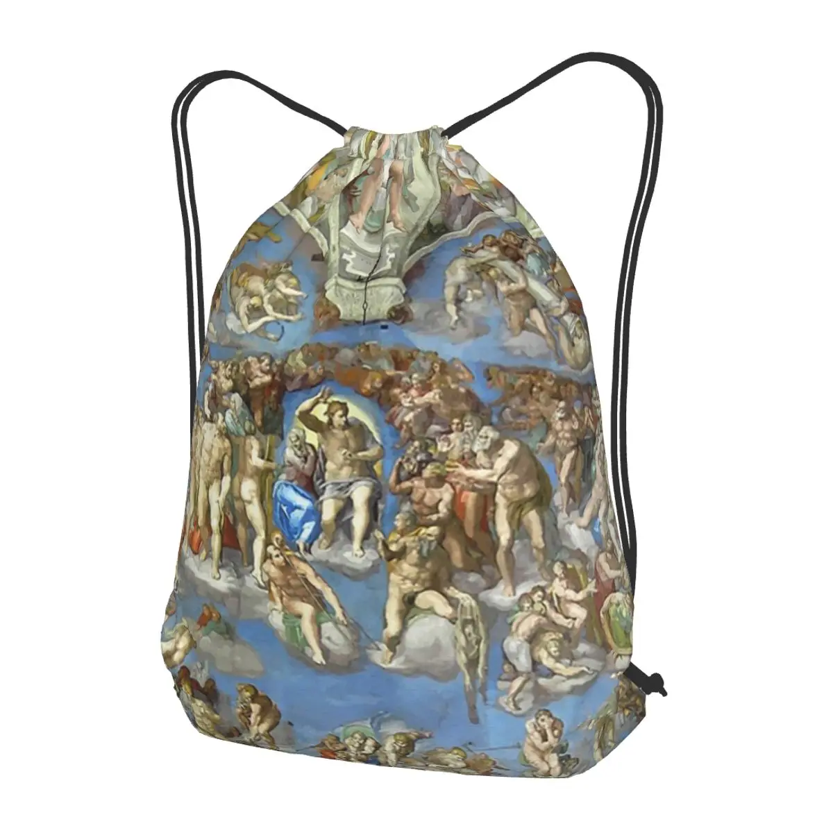 Michelangelo's The Last Judgement Backpacks Portable Drawstring Bags Sports Bag Book Bags for Man Woman Students