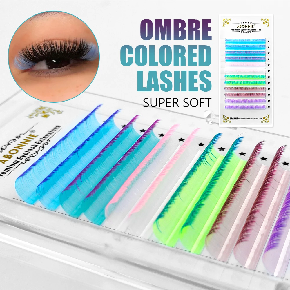 Abonnie Glitter Eyelashes Premade Spikes Lashes Ombre Colorful Eyelashes Extensions D Culr Cilios Colored