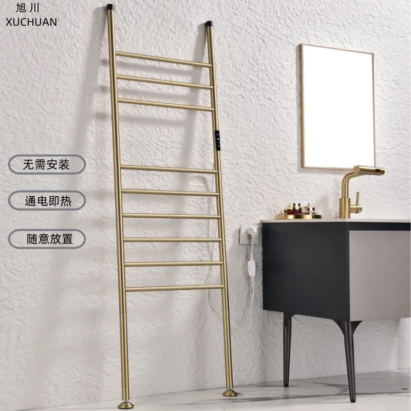 

Floor-to-ceiling electric heating towel rack Household bathroom No punching towels Bath towels Intelligent drying rack Touch