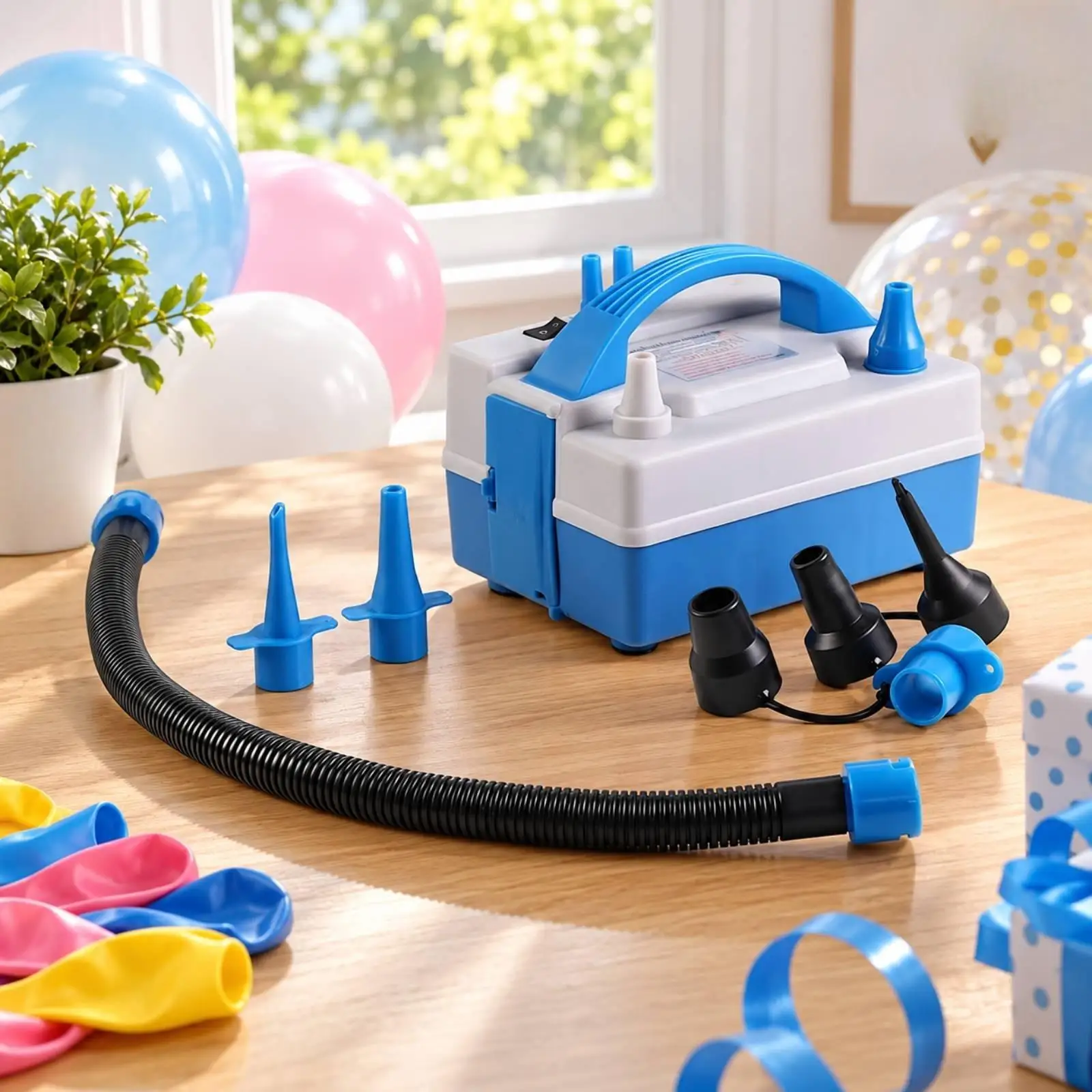 Electric Air Pump with Carry Handle and Hose for Inflatable Pool Floats Air Mattresses Balloons Home Use - view 6