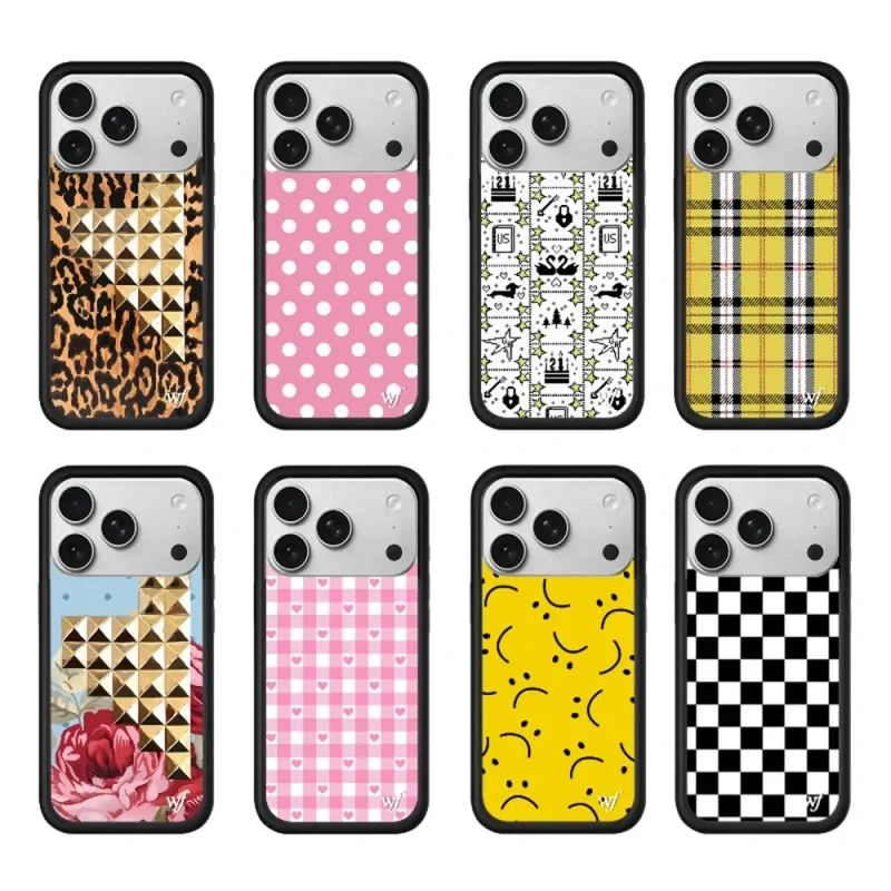 

Fashion Wildflower Plaid Heart 3D WF Phone Case For iPhone 17 16 15 14 13 12 Pro Max Plus Cute Polka Dots Shockproof Cover﻿﻿﻿﻿