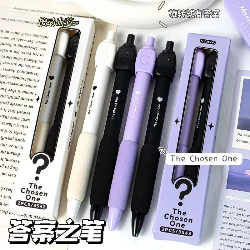 2Pcs Lustige ABCD Rotation Antwort Gel Stift Kugelschreiber Stille Lager Entlasten Angst Neuartige Design Rotation Gel Stift schreibwaren geschenk