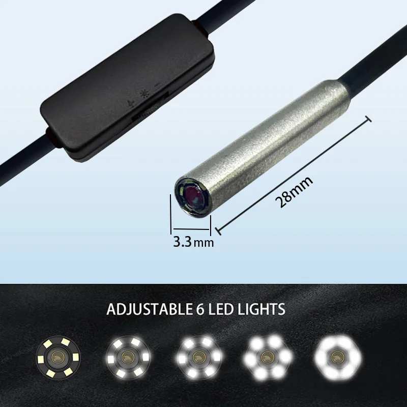 كاميرا المنظار الصناعي 1MP 3.3mm لفحص المحرك USB Type-C Android 3 في 1 مسبار المنظار السلكي الناعم