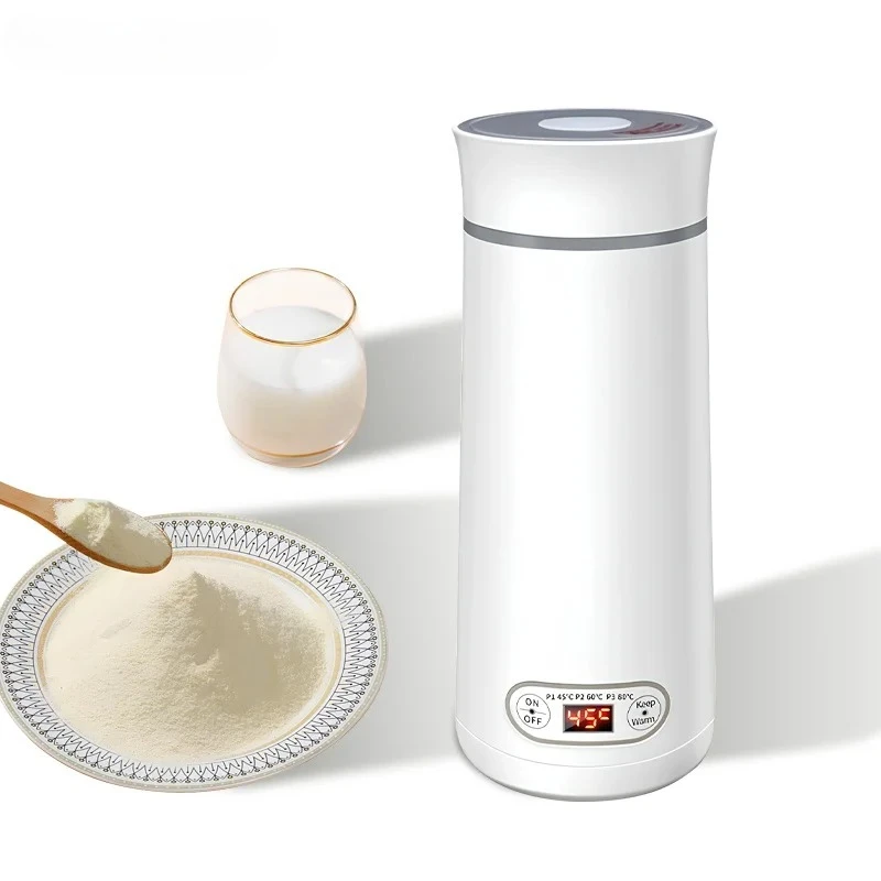 غلاية كهربائية محمولة للسفر، كوب زجاجة مياه كهربائية صغيرة من الفولاذ المقاوم للصدأ لغلي الماء الساخن ومسحوق حليب الأطفال