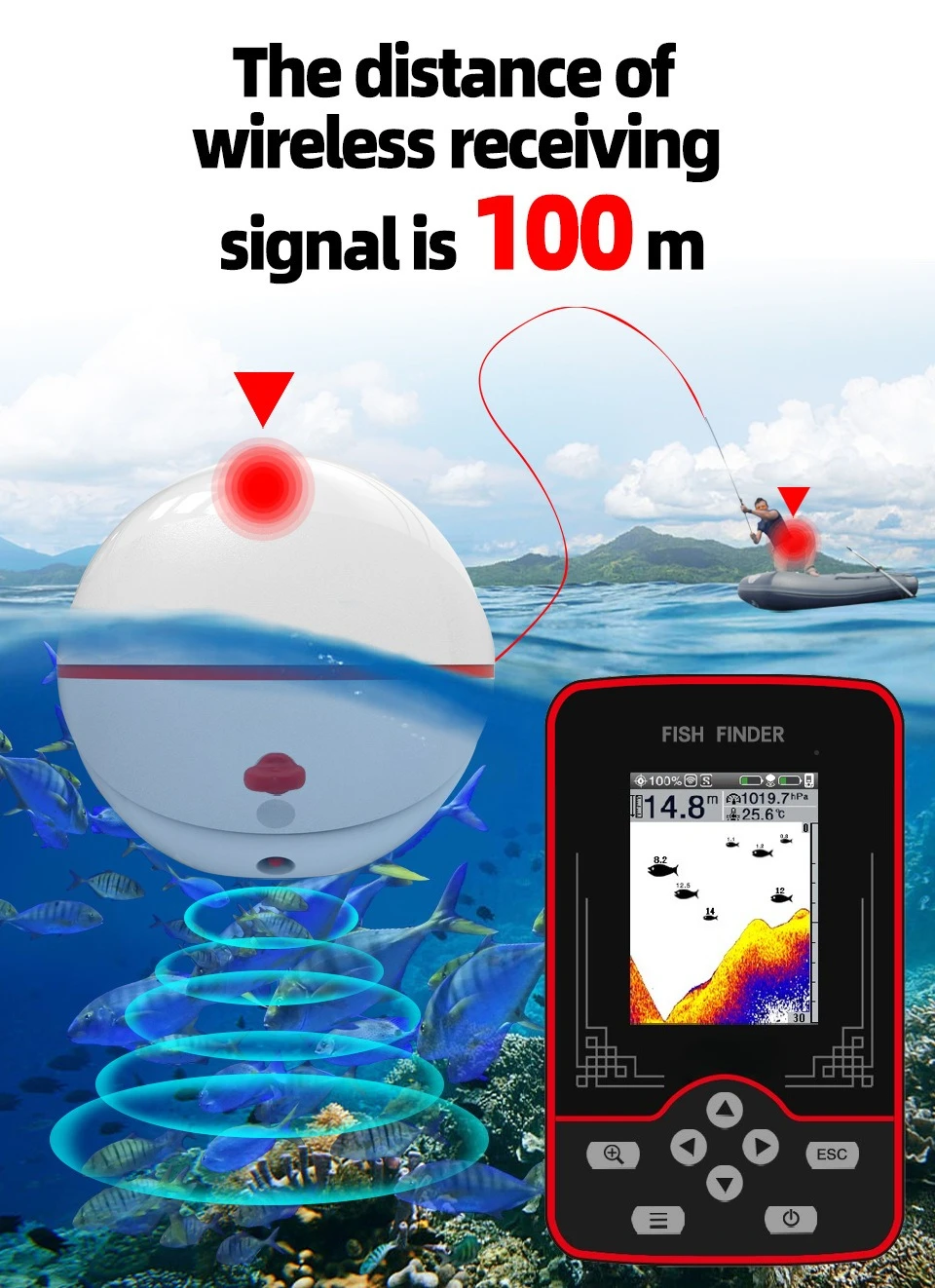 Underwater wireless fish finder Mobile phone 3D intelligent visual high definition sonar fish finder