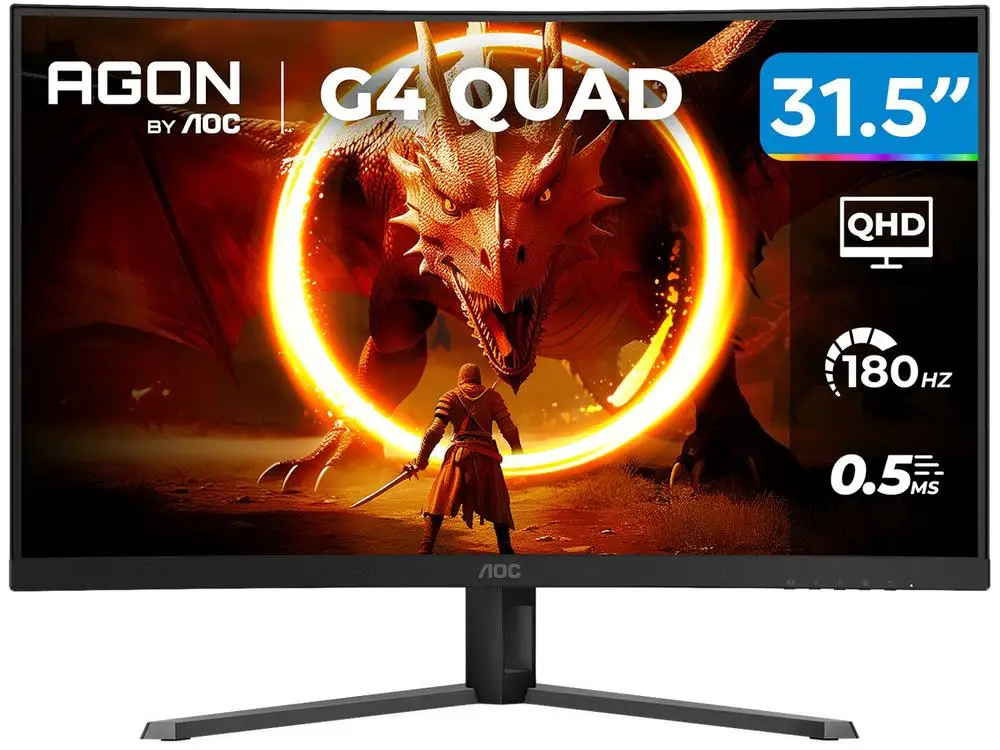 Monitor Gamer AOC Gaming 32" QHD 180Hz VA 0,5ms HDMI DisplayPort - Bivolt
