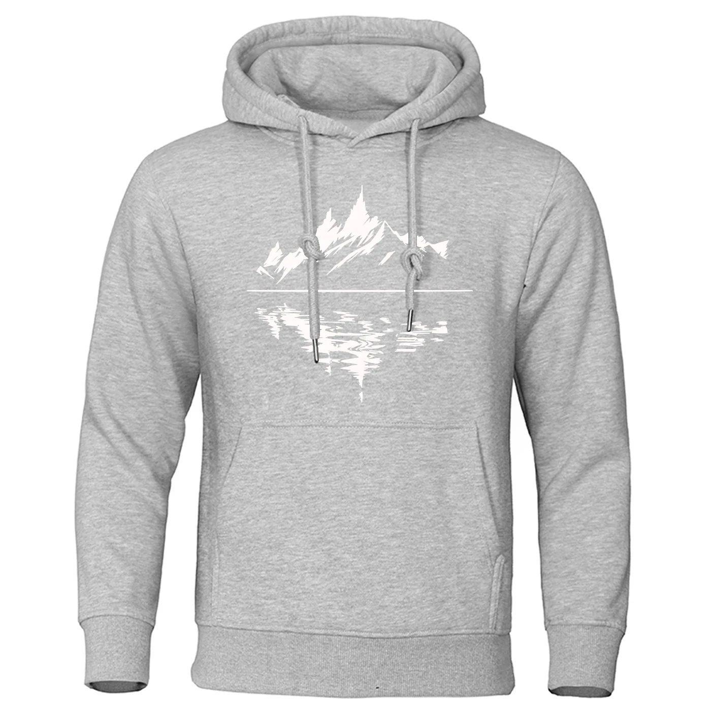 2026 Mountain Reflection Printing Spring And Autumn Man's New Solid-Color Popular Pullover Premium Classic Custom Loose Hoodies
