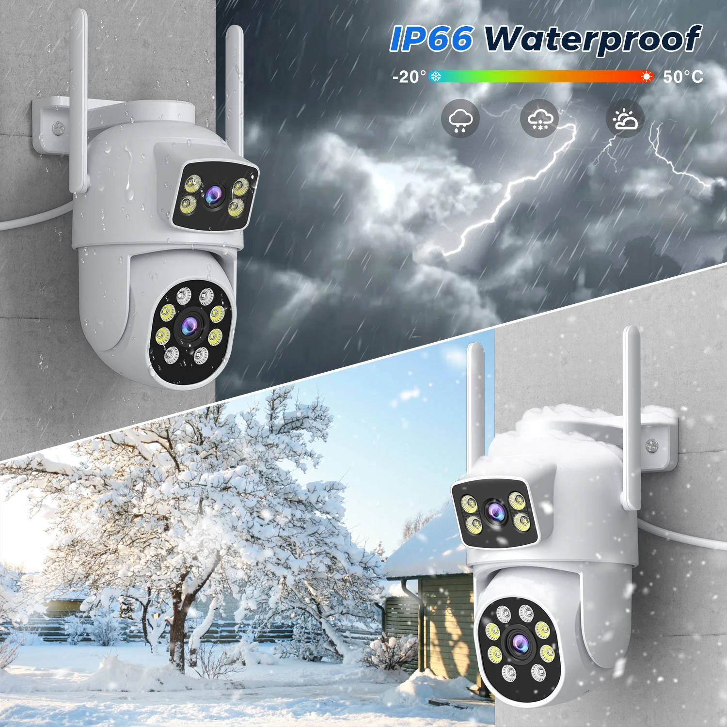 4K 8MP PTZ WIFI Camera Dual Lens Dual Screen IP Camera Outdoor 4MP HD Auto Tracking Security Protection CCTV Surveillance ICSee