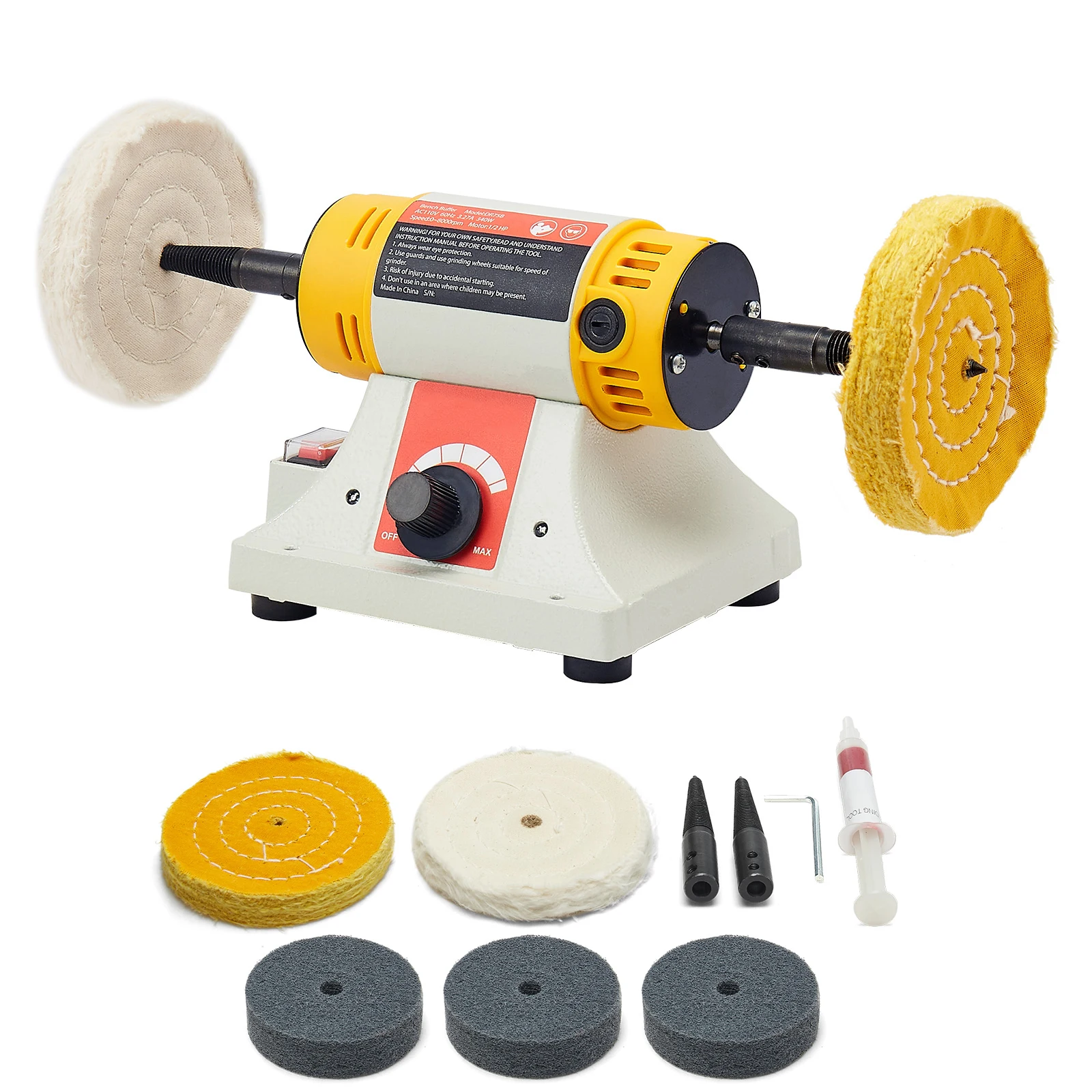 SucceBuy Bench Buffer Polisher 1/2HP 0 to 8000RPM with 2PCS4
