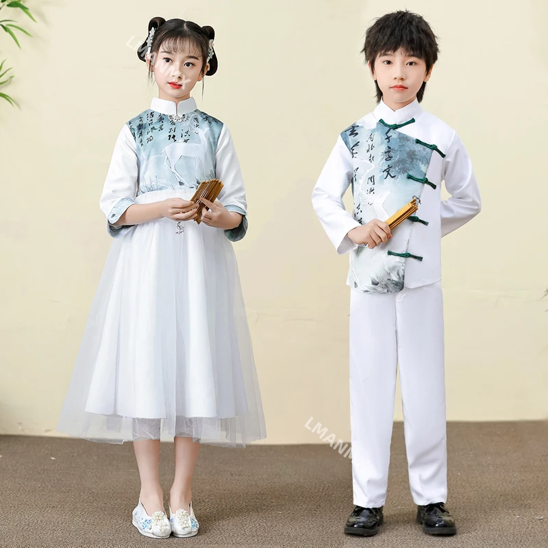 초등학생용 구전 공연 코스튬, 남녀공용, 중국 스타일, 당나라 코스튬, 한푸, 가을