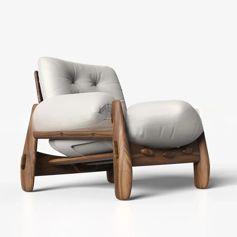 

Nordic leisure chair, single chair sofa, retro solid wood, medieval style, lazy light luxury chair