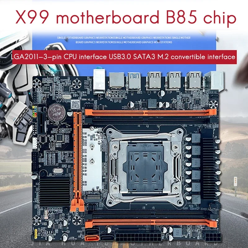 X99 Motherboard B85 LGA2011-3 4X DDR4 REG ECC RAM M.2 PCIE SATA3.0 Desktop Motherboard for E5 2650V3 2680V3 2620V3 CPU