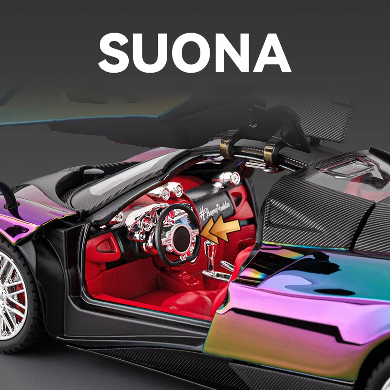 1:24 Pagani Huayra Dinastia Supercar سبيكة سيارة نموذج الصوت والضوء التراجع لعبة أطفال المقتنيات هدية عيد ميلاد