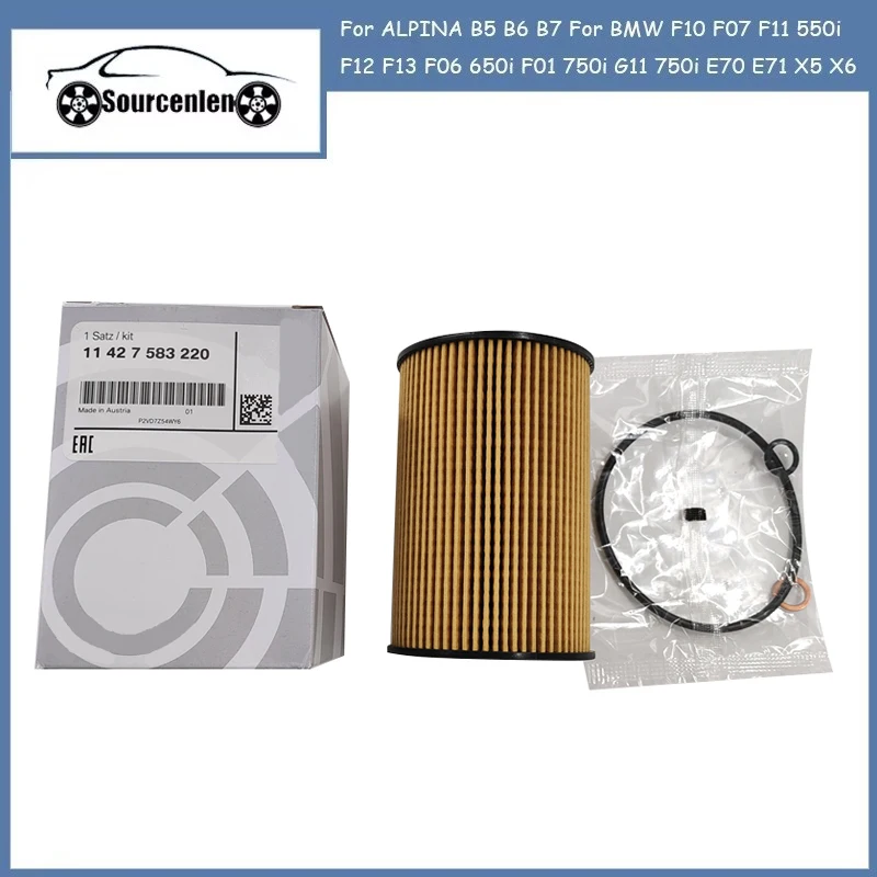 11427583220 Engine Oil Filter Kit for ALPINA B5 B6 B7 for BMW F10 F07 F11 550i F12 F13 F06 650i F01 750i G11 750i E70 E71 X5 X6