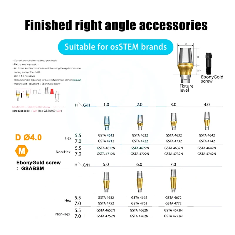 Osstem Composite Right Angle Regular Component Repair Accessories Screwtools Dental Material Dental Implant Replacement Tool