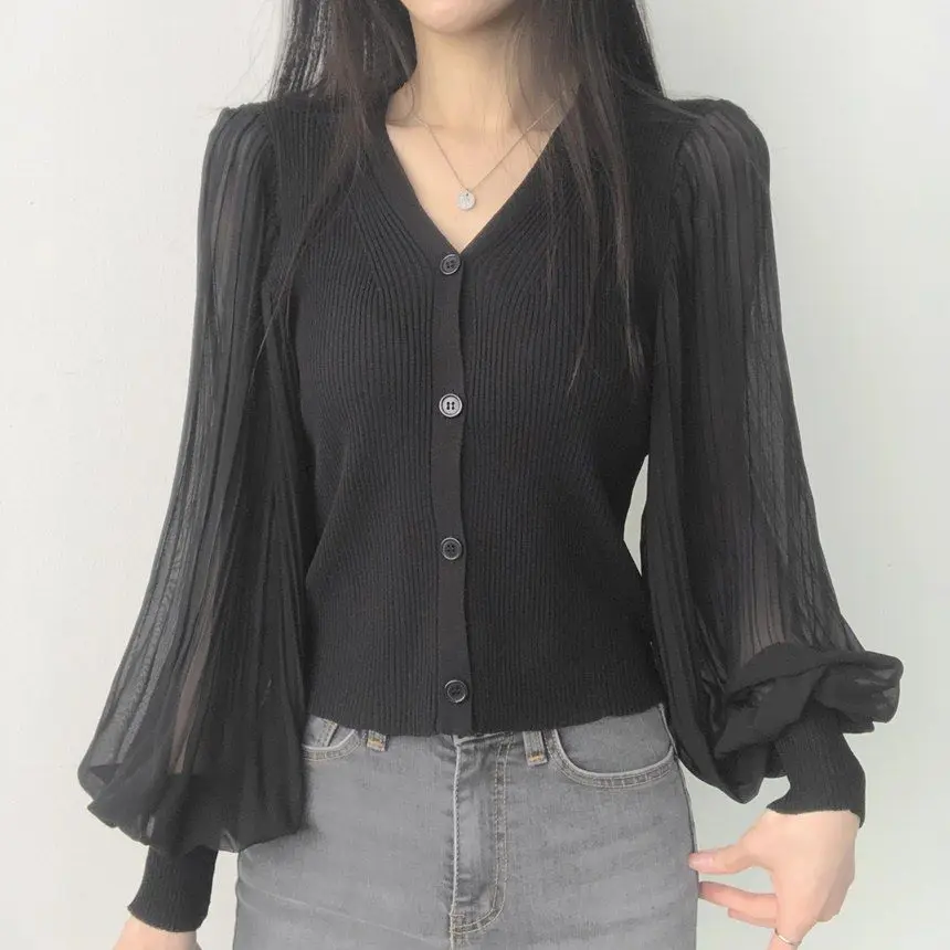 V Neck Solid Button Pleated Patchwork Temperament Tops Spring Autumn Long Sleeve Elegant T Shirts Fashion Korean Women Clothing 19 Sb3a5cc468bec420ba576a3e90c2759958
