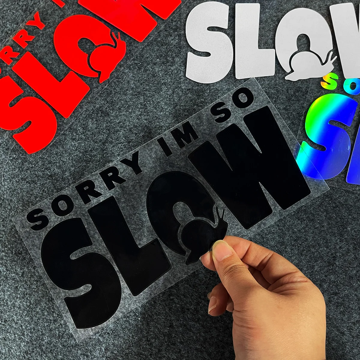 Picture 3: 1pc Sorry IM So Slow Snail Car Sticker Waterproof Material Suitable for Rear Windscreen Vehicle Warning Sticker Car Accessories