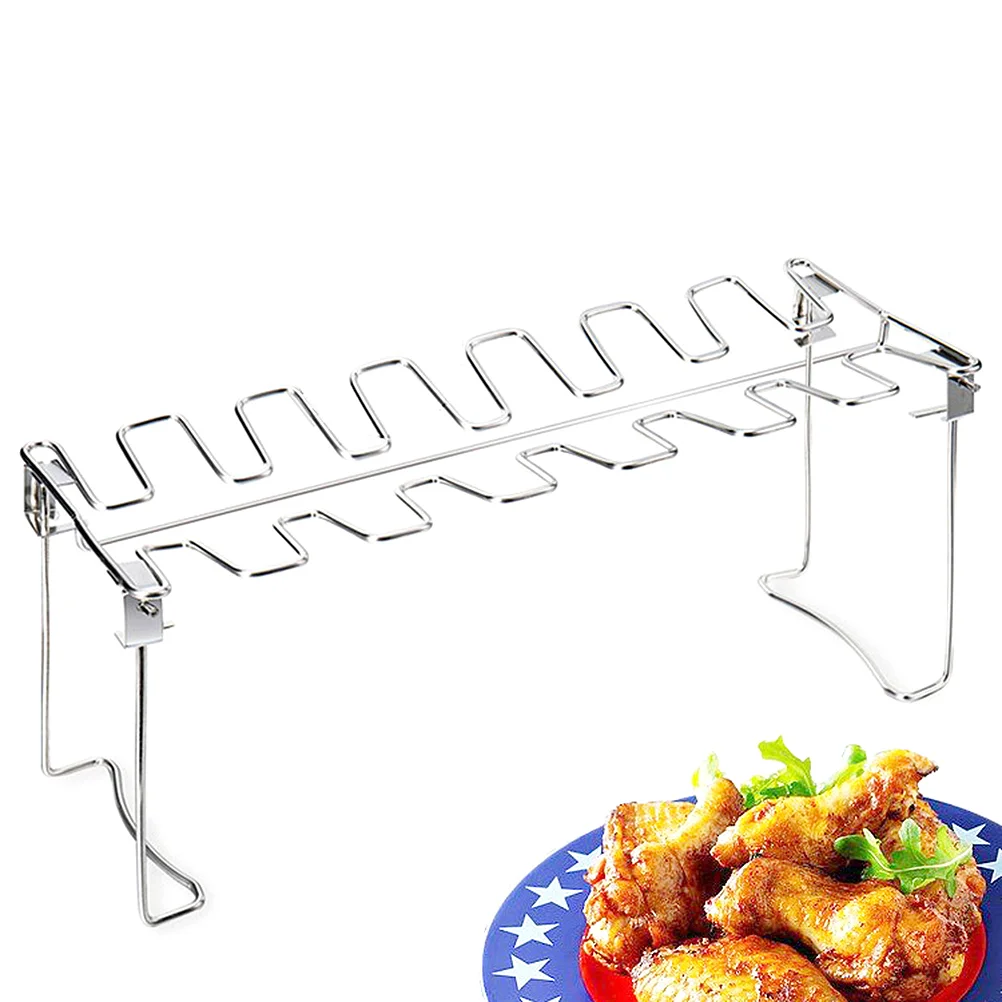 

Bakeware Dad Toaster Oven Pans Chicken Drumstick Holder for Grill Stainless Steel Folding Barbecue