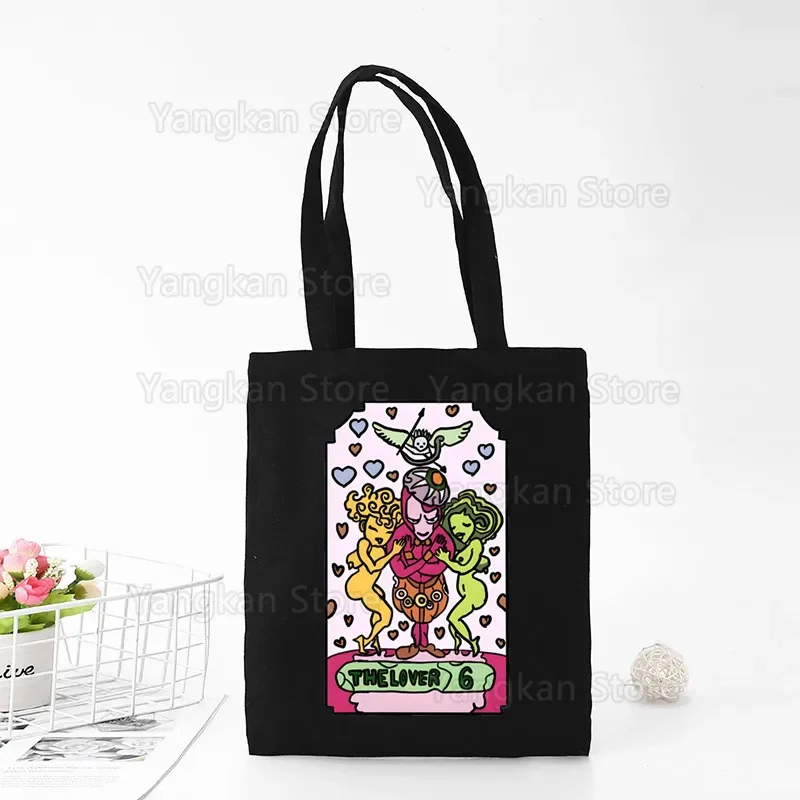 

JOJO Tote Bag Female Handbags Eco Reusable Cloth Shopping Bag Student Book Ladies Casual Shopper Bag Black