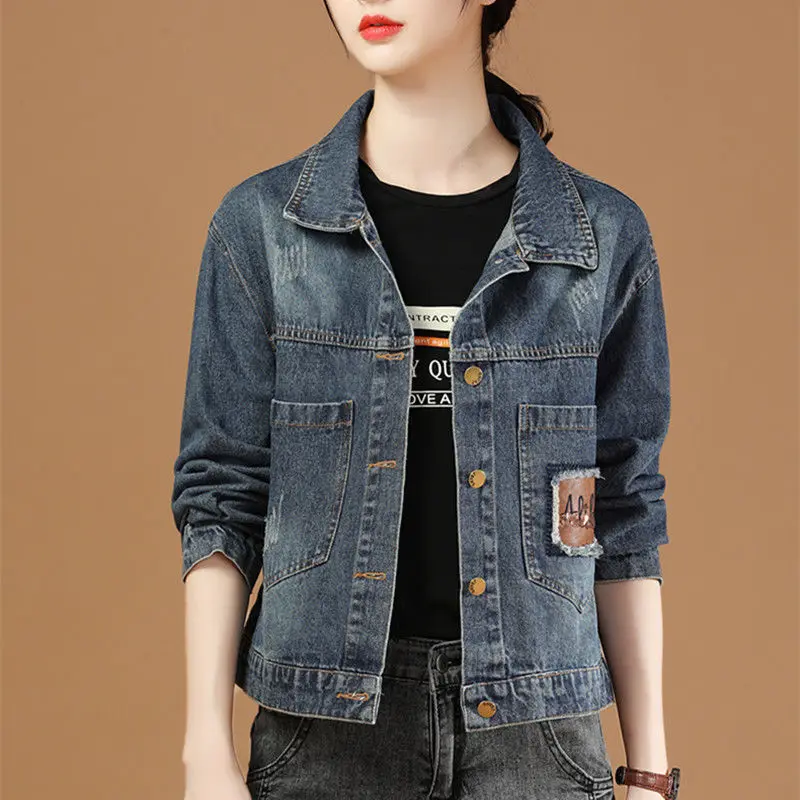 

Spring Autumn Cowboy Jacket, Women's Loose Internet Celebrity Short Top 2024 New Style, Slim and Casual Versatile Jacket, Trendy