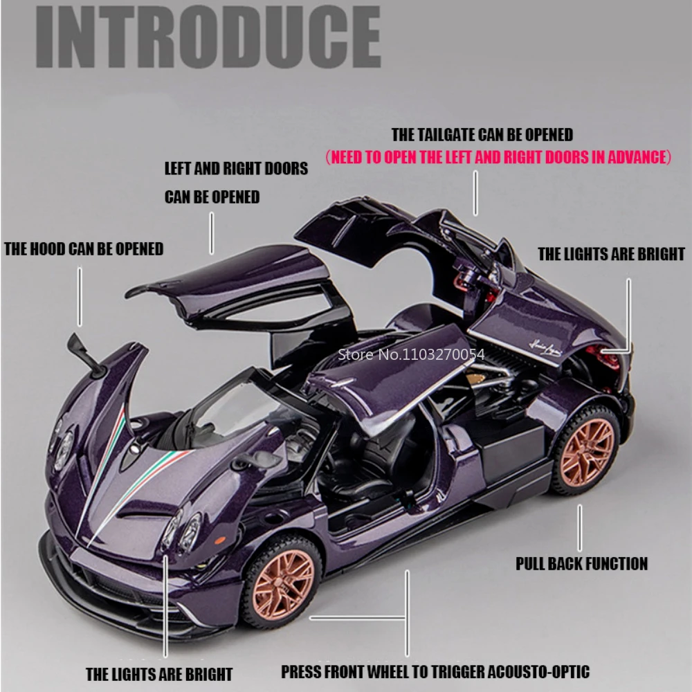 1/32 Pagani Huayra Dinastia Alloy Car Model Diecast Metal High Simulation Toy Vehicle Model With Sound Light Pull Back Kids Gift