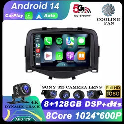 Android 14 Car Radio For Toyota Aygo Peugeot 108 Citroen C1 2016 2017 2018 - 2020 Carplay Auto Multimedia Player GPS Navigation