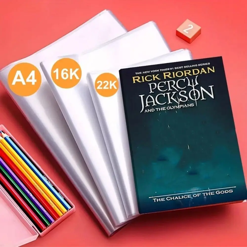 Capa de livro de plástico a4/16k/a5, fechamento autoadesivo, resistente ao desgaste, livros, capa protetora de pvc à prova d'água com 10 peças