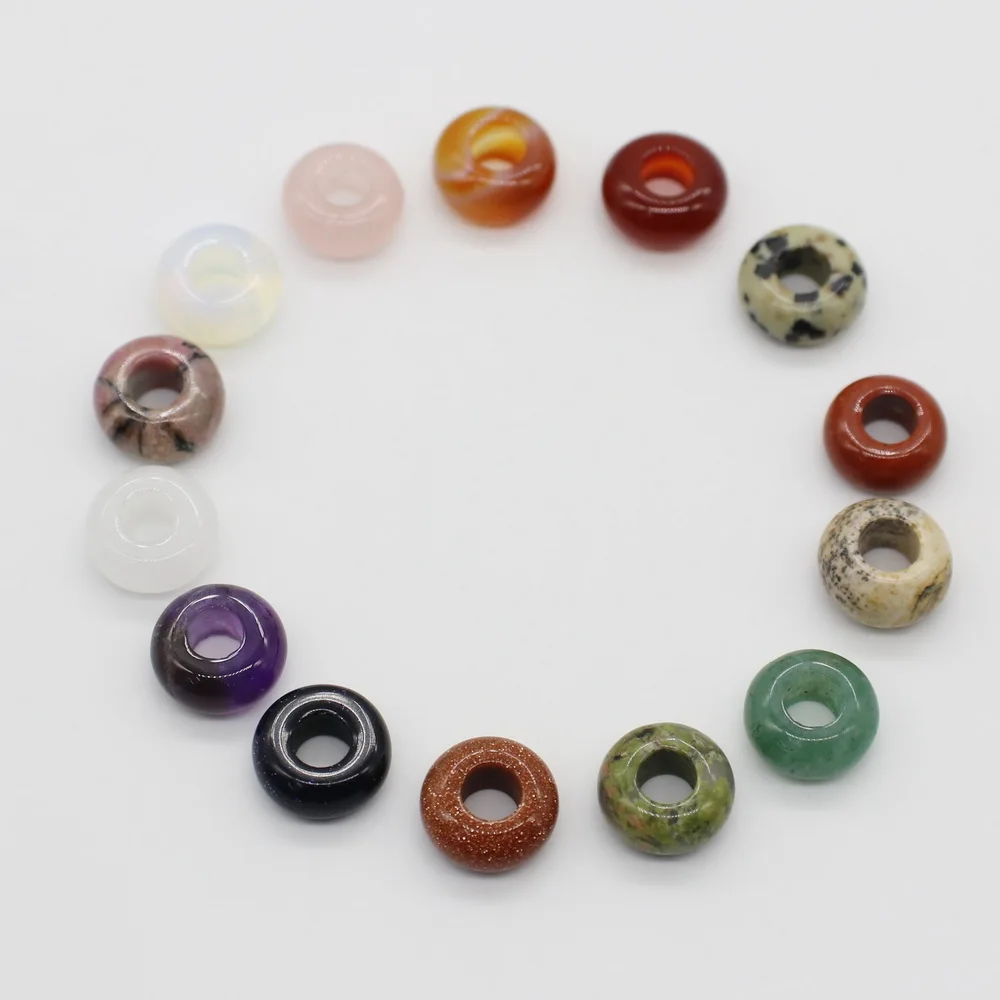 Gains 6x12 MM Roundel Natural Stone Beads Big Hole For  Jewelry Design Finding  Accessories Free Shipping