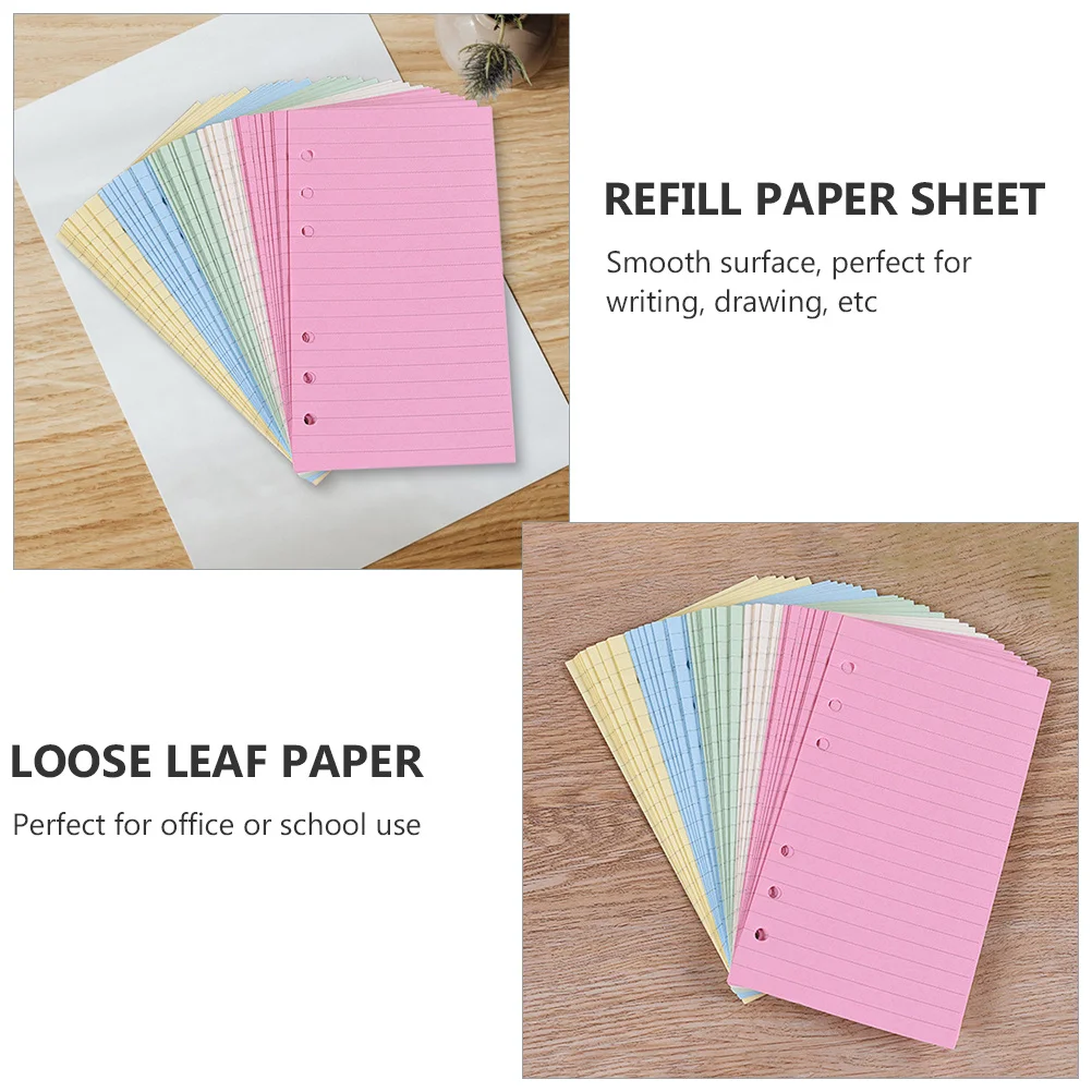 2Pcs A6 Loose Leaf Paper Notepad Replacement Refill Sheets Smooth Writing Surface for Office School Use Six-Hole Binder Filler