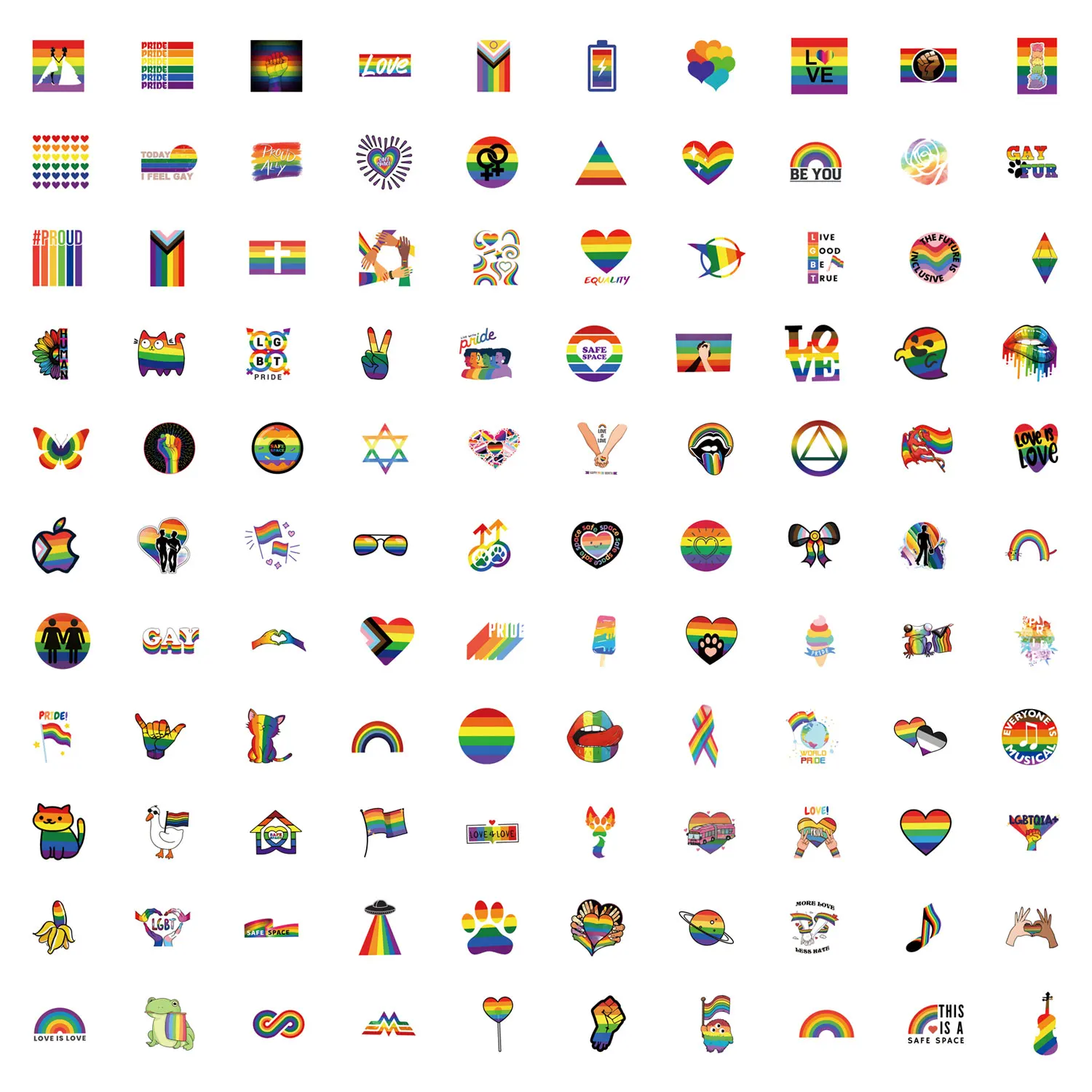 110 قطعة من ملصقات Pride Parade المقاومة للماء على الجدران الكرتونية لأجهزة الكمبيوتر المحمول والهاتف والجيتار والسيارة والدراجة والتزلج