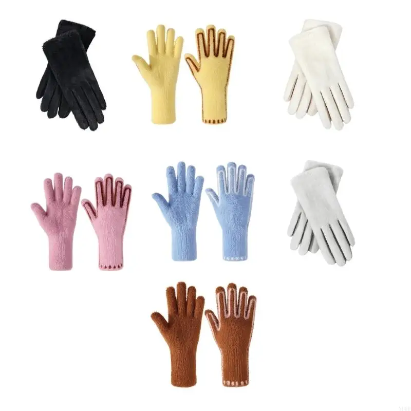 قفازات واقية متعددة الاستخدامات للطقس البارد مع غزل المنك المقلد للرجال والنساء والأطفال الزي اليومي للطلاب Y08E #2