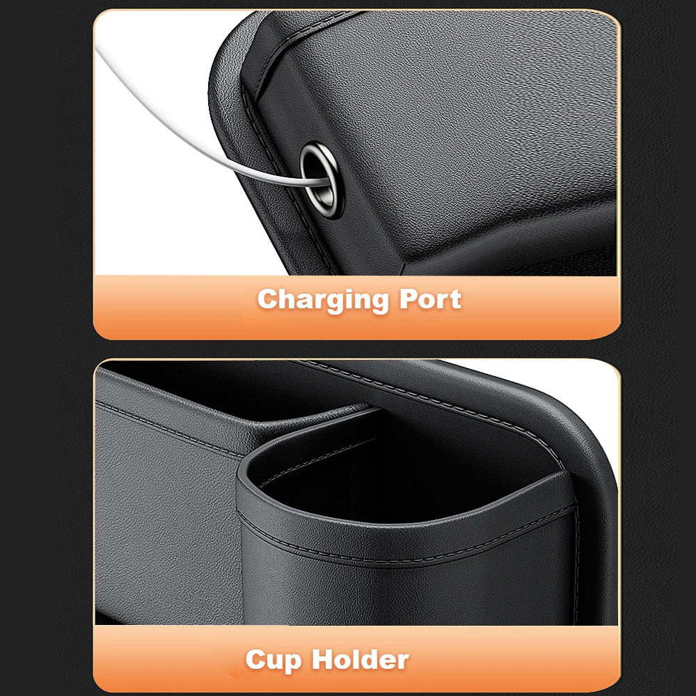 مقعد شق صندوق تخزين مقعد السيارة الفجوة المنظم الجانب صندوق تخزين محفظة مفاتيح بطاقة حامل هاتف ماستر/مساعد الطيار الجلود #5